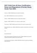 DCF Child Care 40 Hour Certification- Rules and Regulations (Florida) Study Guide Test 2024.