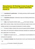 Massachusetts 1B Hoisting License Prep Exam Questions And Answers Updated 2024/2025 | Graded A+.