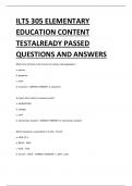 ILTS 305 ELEMENTARY EDUCATION CONTENT TESTALREADY PASSED QUESTIONS AND ANSWERS 