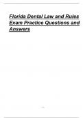 Florida Dental Law and Rules Exam Practice Questions and Answers