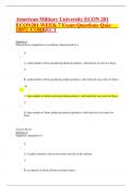 American Military University ECON 201 ECON201 WEEK 7 Exam Questions Quiz 100% CORRECT