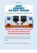 NREMT Paramedic Study Guide Exam Containing 837 QuesNREMT Paramedic Study Guide Exam Containing 837 Questions with Definitive Solutions 2024-2025. Terms like: what is HHNK? - Answer: Hyperglycemic Hyperosmolar Non-ketosis coma, complication of DM Type 2. 