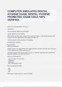  COMPUTER SIMULATED DENTAL HYGIENE EXAM, DENTAL HYGIENE PROMETRIC EXAM CDCA 100% VERIFIED