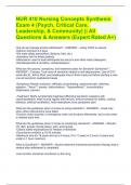 NUR 410 Nursing Concepts Synthesis Exam 4 (Psych, Critical Care, Leadership, & Community) || All Questions & Answers (Expert Rated A+)