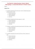 Test Bank for Asking Questions About Cultural Anthropology A Concise Introduction 3rd Edition By Welsch Vivanco (All Chapters, 100% Original Verified, A+ Grade) 