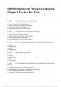 NUR1172 Nutritional Principles in Nursing- Chapter 2 Practice Test Exam  Questions And Answers