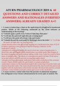 ATI RN PHARMACOLOGY 2019 A 60 QUESTIONS AND CORRECT DETAILED ANSWERS AND RATIONALES (VERIFIED ANSWERS) ALREADY  GRADED A+!!