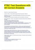 PTBC Test Questions with All Correct Answers