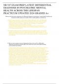 NR 547 EXAM BUNDLE PREP LATEST DIFFERENTIAL DIAGNOSIS IN PSYCHIATRIC MENTAL HEALTH ACROSS THE LIFESPAN PRACTICUM UPDATED 2024 GRADED A+  2 Exam (elaborations) NR547/NR547 MIDTERM EXAM WEEKS 1-4 COVERED EXAM QUESTIONS AND CORRECT ANSWERS [DETAILED ANSWERS]