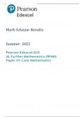  A LEVEL EDEXCEL FURTHER MATHEMATICS CORE PURE MATHS PAPER 1  2023 MARK SCHEME