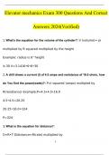 Elevator mechanics section 300 Questions with 100% Correct Answers | Verified | Updated 2024