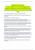 NAB Exam Review - Finance/HR/Environment/Regulatory Agencies/Medical terms/Staffing/Labor laws/etc || Questions & Answers (Graded A+)