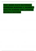 TEST BANK OLD’S MATERNALNEWBORN NURSING & WOMEN’S  HEALTH ACROSS THE LIFESPAN MICHELE DAVISON