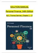 Solution and Answer Guide for Personal Finance, 14th Edition By E. Thomas Garman, Verified Chapters 1 - 17, Complete Newest Version