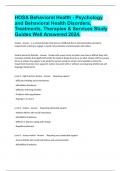 HOSA Behavioral Health - Psychology and Behavioral Health Disorders, Treatments, Therapies & Services Study Guides Well Answered 2024.