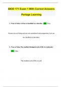 BIOD 171 Exam 1 With Correct Answers Portage Learning