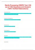 Sterile Processing CBSPD Test (100 out of 100) Questions and Answers (100% Verified Elaborations)