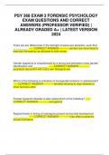 PSY 368 EXAM 3 FORENSIC PSYCHOLOGY EXAM QUESTIONS AND CORRECT ANSWERS (PROFESSOR VERIFIED) | ALREADY GRADED A+ | LATEST VERSION 2024