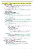 Critical Care II Chest Trauma, Chest Tubes 13 Questions