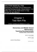 Test Bank for Elementary and Middle School Mathematics Teaching Developmentally, Global Edition, 11th edition John Van de Walle Karen S. Karp Jennifer M. Bay-Williams