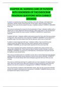 CHAPTER 40. NURSING CARE OF PATIENTS WITH DISORDERS OF THE ENDOCRINE PANCREAS QUESTIONS WITH CORRECT ANSWERS|100% verified