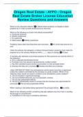 Oregon Real Estate - AYPO - Oregon Real Estate Broker License Education Review Questions and Answers