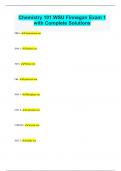 Chemistry 101 WSU Finnegan Exam 1  with Complete Solutions
