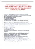 ATI PHARMACOLOGY PROCTORED 2019 EXAM SET WITH REAL ACTUAL QUESTIONS AND ANSWERS FOR ATI PHARMACOLOGY LATEST 2023-2024 EXAM.