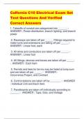 Calfornia C10 Electrical Exam Set Test Questions And Verified  Correct Answers