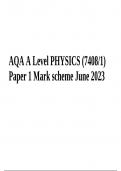 AQA A Level PHYSICS (7408/1) Paper 1 Mark scheme June 2023 