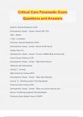 Critical Care Paramedic Exam Questions and Answers