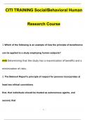 CITI TRAINING Social Behavioral Human Research Course Questions with 100% Correct Answers | Verified | Latest Update