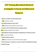 CITI Training Biomedical Research Investigator & Social and Behavioral Research Questions with 100% Correct Answers | Verified | Latest Update