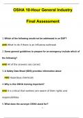 Final Assessment OSHA 10-Hour General Industry 2024 Questions with 100% Correct Answers | Verified | Latest Update