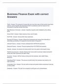 Business Finance Exam with correct Answers