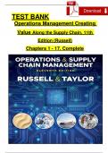 Test Bank For Operations and Supply Chain Management, 11th Edition, by Roberta S. Russell, Bernard W. Taylor, Complete Chapters 1 - 17, Verified Latest Version