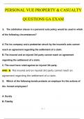 ERSONAL VUE PROPERTY & CASUALTY QUESTIONS GA EXAM  (2024/2025) Newest Questions and Answers (Verified Answers)