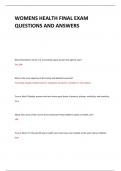 WOMENS HEALTH FINAL EXAM  QUESTIONS AND ANSWERS WOMENS HEALTH FINAL EXAM  QUESTIONS AND ANSWERS WOMENS HEALTH FINAL EXAM  QUESTIONS AND ANSWERS 