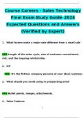 Course Careers - Sales Technology Final Exam2024 Expected Questions and Answers (Verified by Expert)