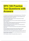 SPH 106 Practice Test Questions with Answers