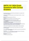 ANTH 101 2024 Exam Questions with Correct Answers