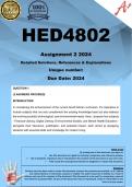 HED4802 Assignment 2 (COMPLETE ANSWERS) 2024 