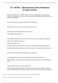 NCTRC: National Council For Therapeutic Recreation Certification - Advancement Of The Profession In-Class Activity; Questions With Answers.