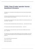 TCEQ: Class D water operator license Questions & Answers