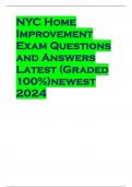 NYC Home Improvement Exam Questions and Answers Latest (Graded 100%)newest 2024