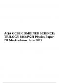 AQA GCSE COMBINED SCIENCE: TRILOGY 8464/P/2H Physics Paper 2H Mark scheme June 2023