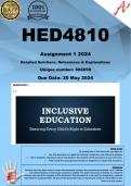 HED4810 Assignment 1 (COMPLETE ANSWERS) 2024 (606690) - DUE 20 May 2024 