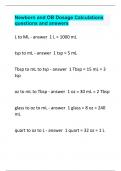 Newborn and OB Dosage Calculations questions and answers