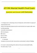 ATI RN Mental Health Final Exam Questions and Answers with Rationales 2024 / 2025 | 100% Verified Answers