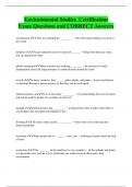 Environmental Studies Certification Exam Questions and CORRECT Answers